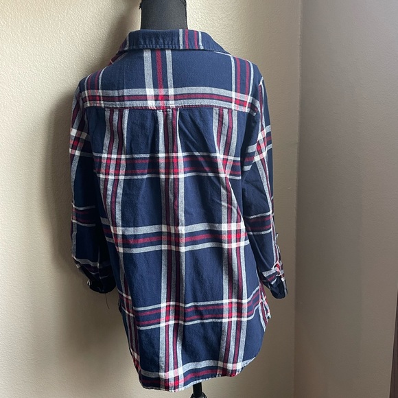 ALC At last classics Blue white red plaid half button down shirt - Picture 3 of 6